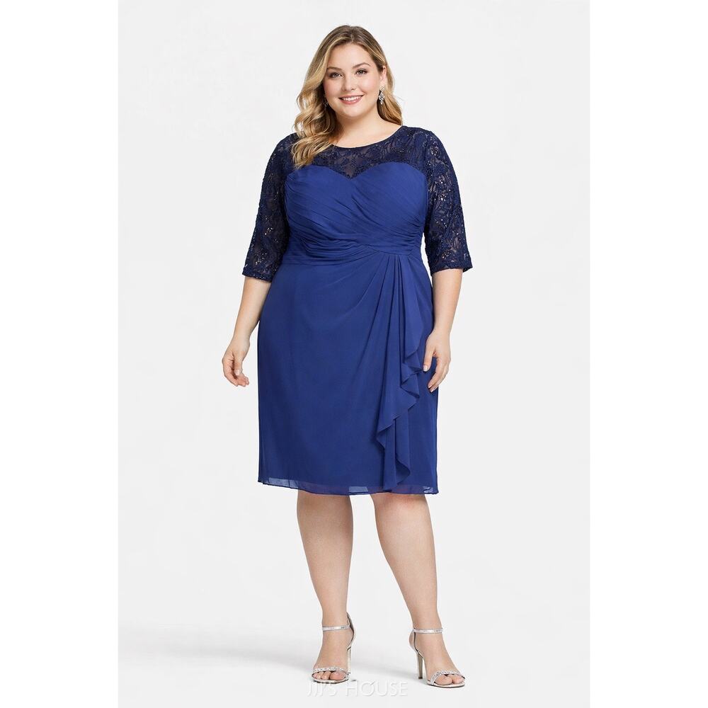 JJ’s House Navy Blue 3/4 Sleeve Embellished Mother Of Bride/groom Dress 20 Plus